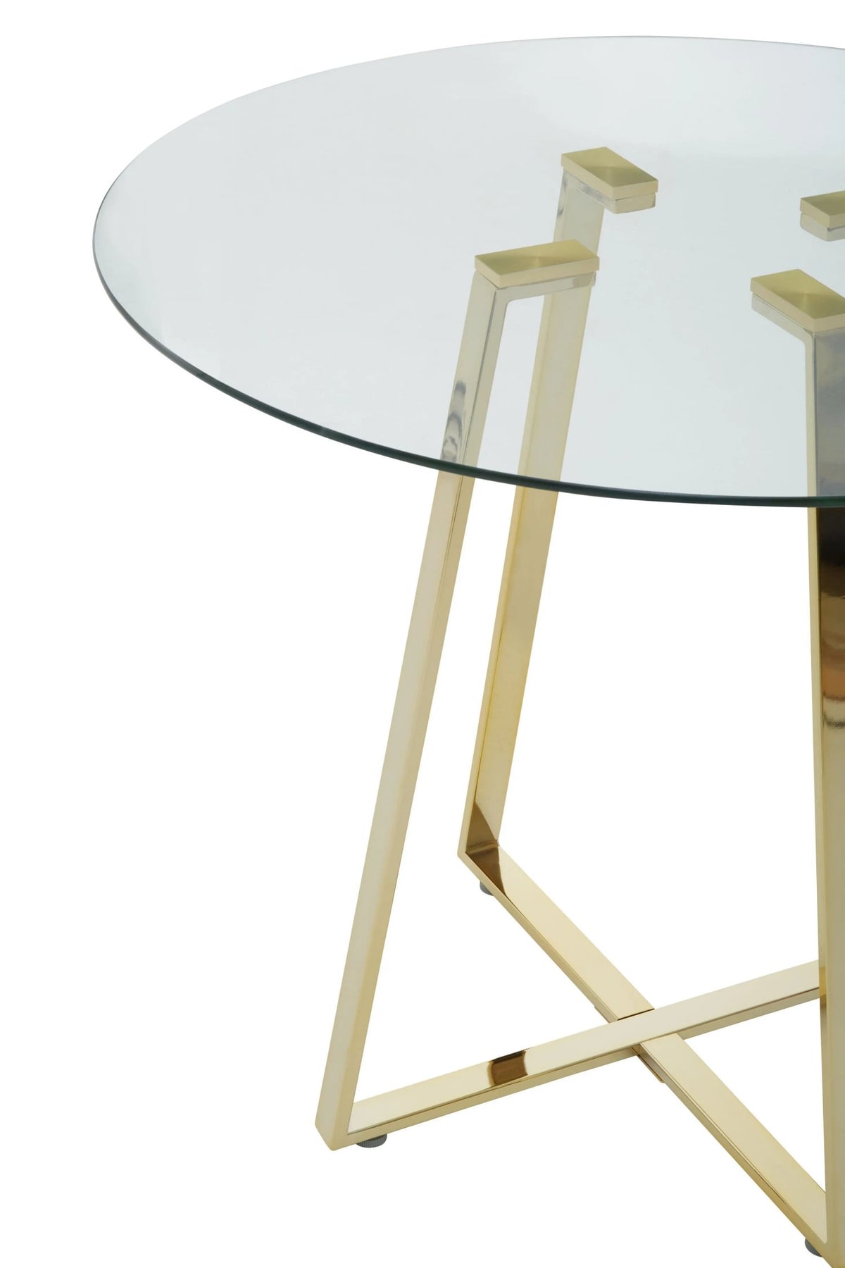 Halifax Round Glass Dining Table with Gold Finish Legs