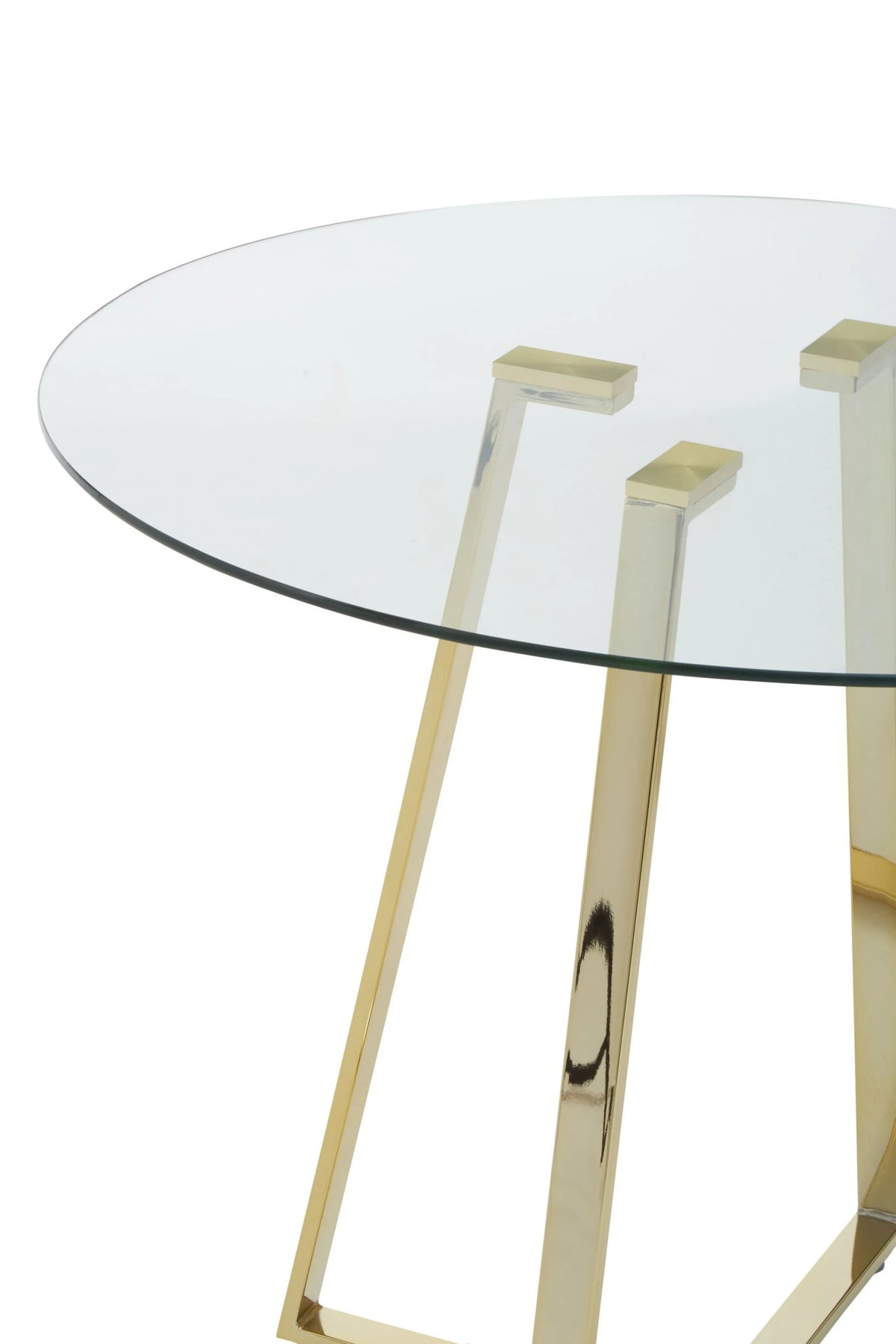 Halifax Round Glass Dining Table with Gold Finish Legs
