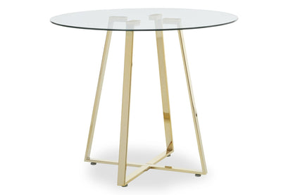 Halifax Round Glass Dining Table with Gold Finish Legs