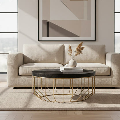 Vienna Hair On Leather Round Coffee Table 