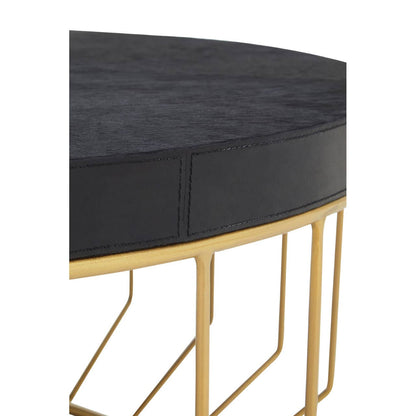 Vienna Hair On Leather Round Coffee Table 