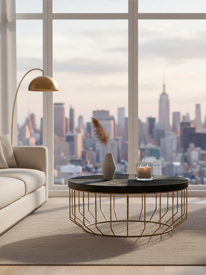 Vienna Hair On Leather Round Coffee Table 