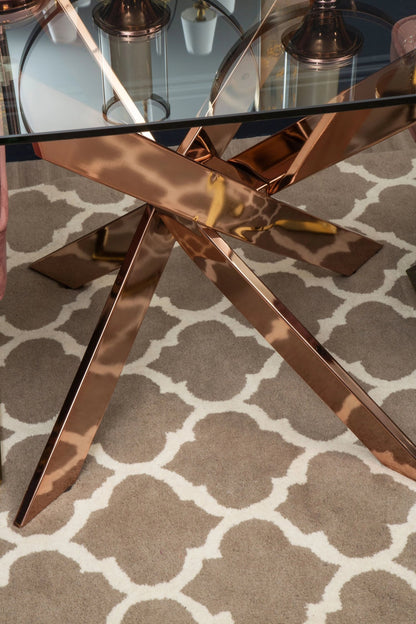 Aurora Rectangular Rose Gold Dining Table