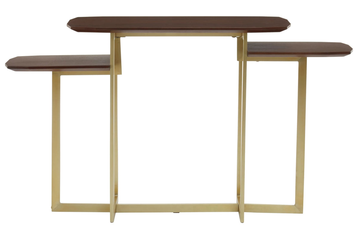 Regent 3 Tier Wooden Console Table with Gold Frame
