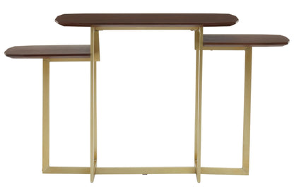 Regent 3 Tier Wooden Console Table with Gold Frame