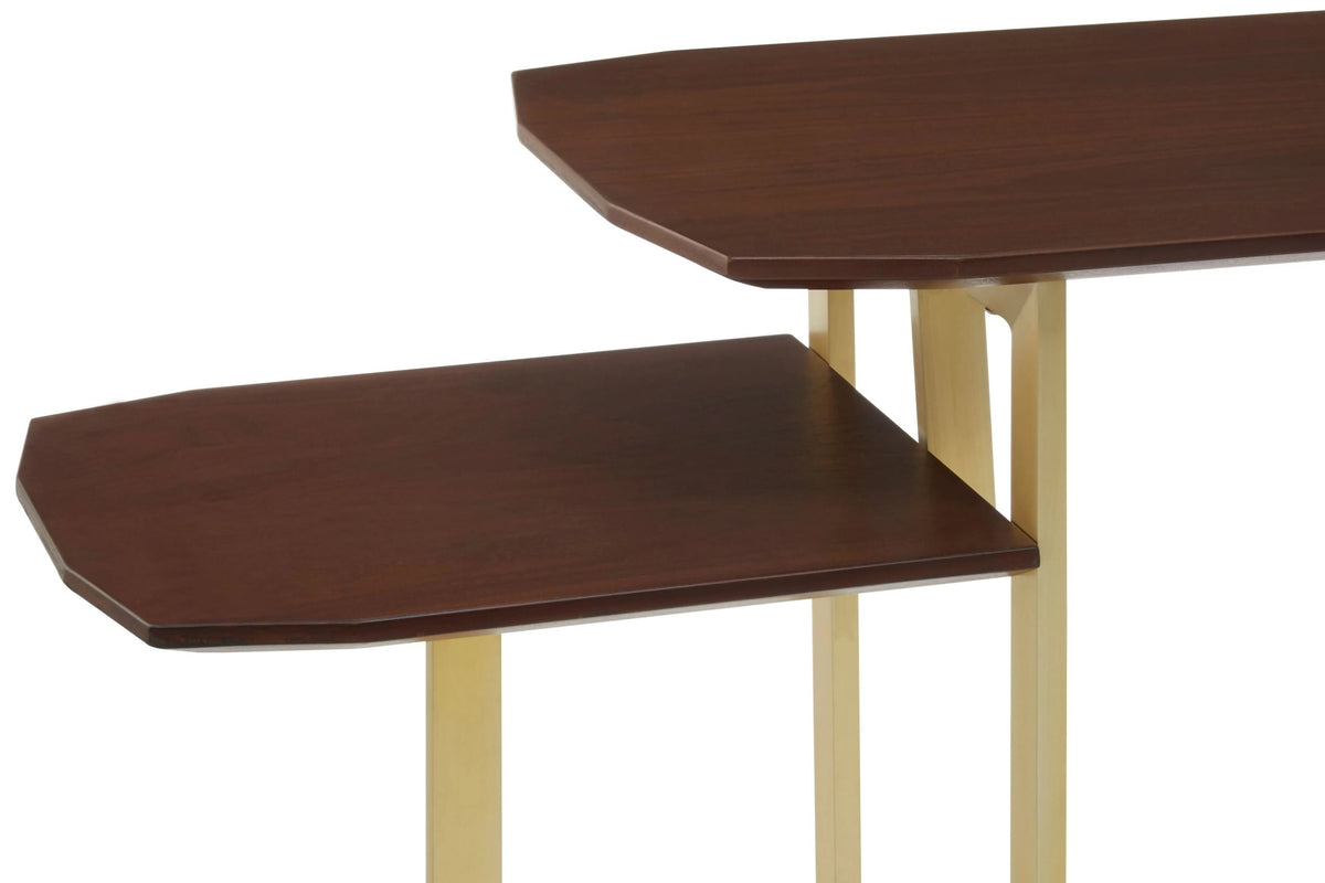 Regent 3 Tier Wooden Console Table with Gold Frame