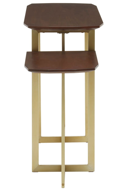 Regent 3 Tier Wooden Console Table with Gold Frame