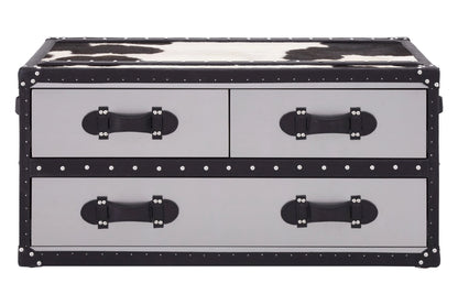 Vienna Black and White Hair On Leather Coffee Table