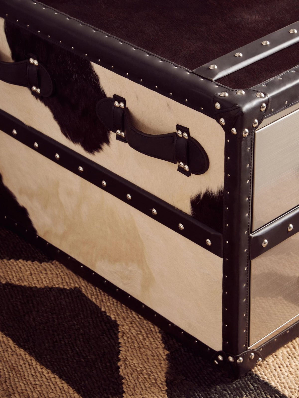 Vienna Black and White Hair On Leather Coffee Table