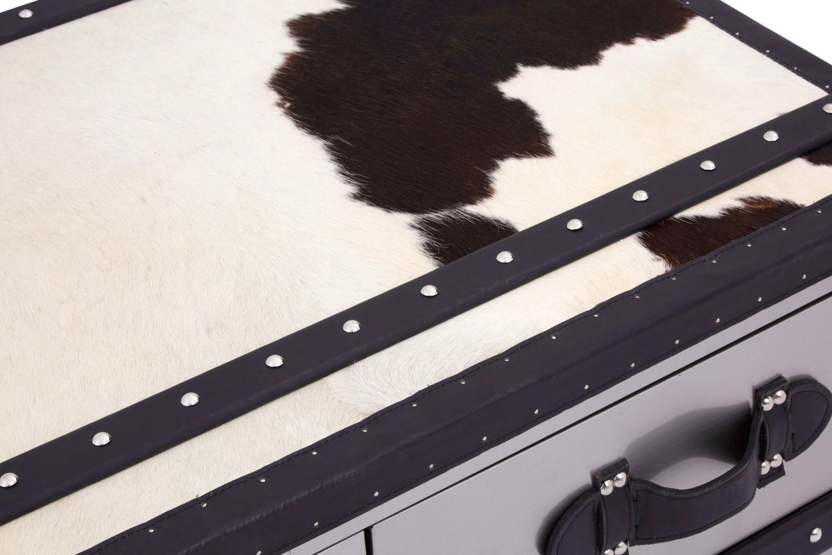 Vienna Black and White Hair On Leather Coffee Table
