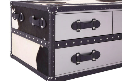 Vienna Black and White Hair On Leather Coffee Table