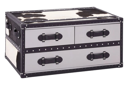 Vienna Black and White Hair On Leather Coffee Table