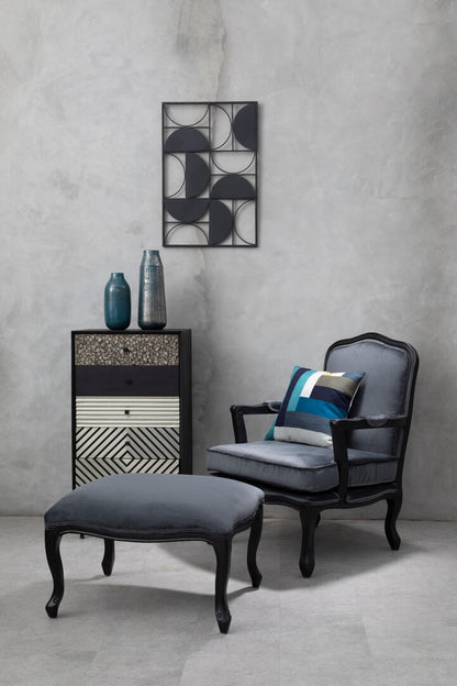 Windsor Grey Velvet Chair And Footstool