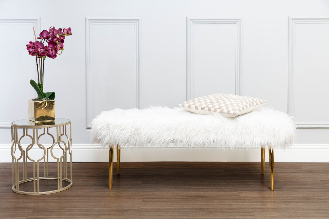 Sorrento Fur Effect Bench with Gold Legs
