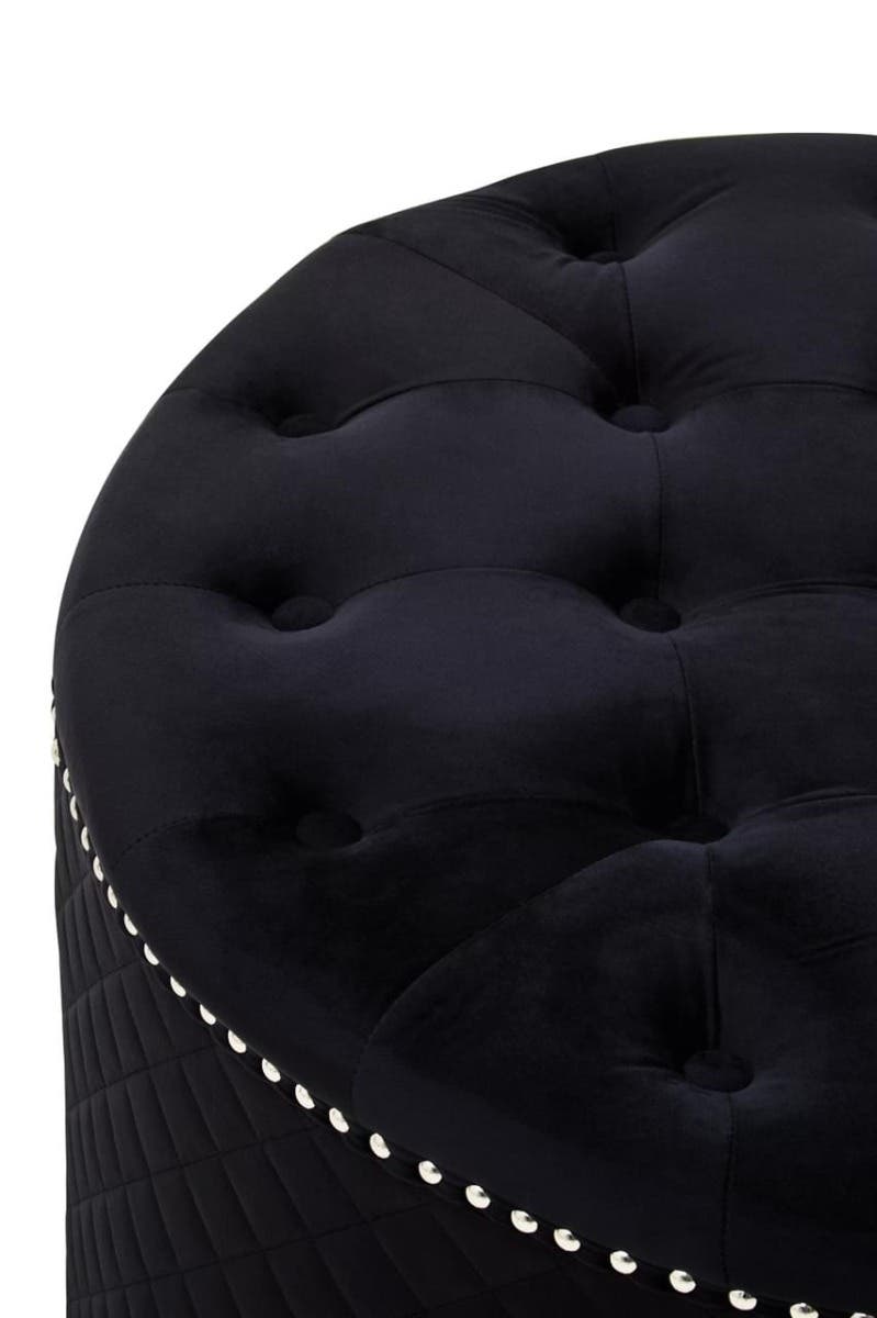 Windsor Round Velvet Ottoman #colour_black