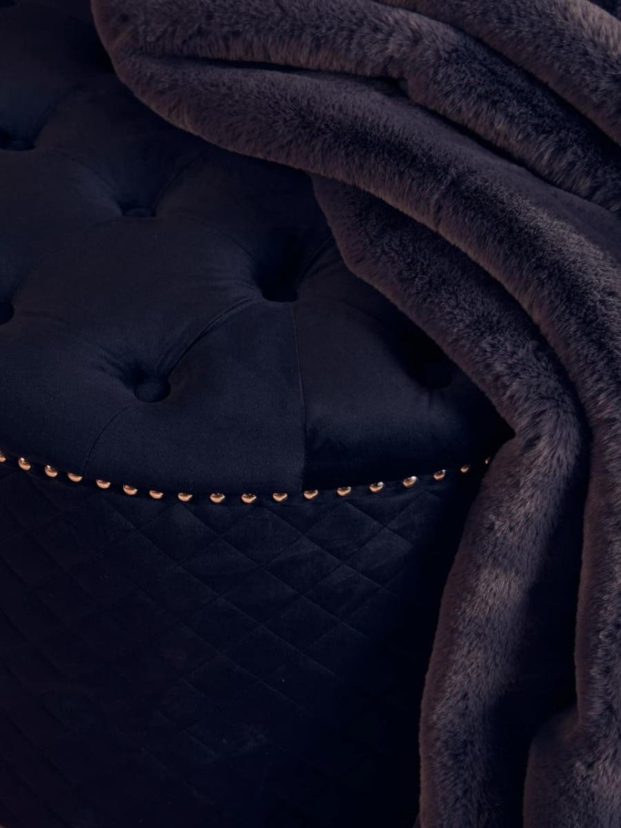 Windsor Round Velvet Ottoman #colour_black