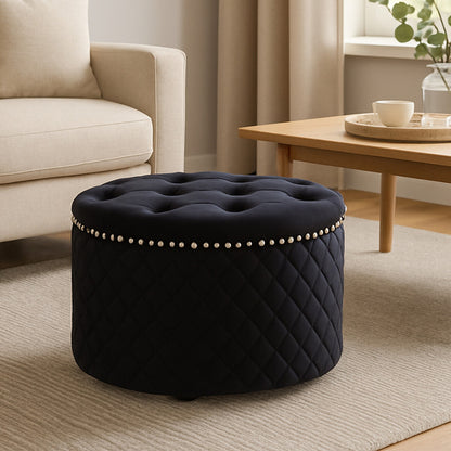 Windsor Round Velvet Ottoman 
