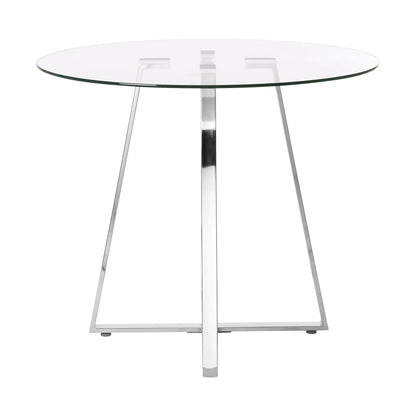 Halifax Round Glass Dining Table with Silver Finish Legs
