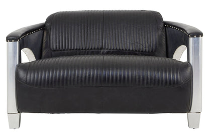 Verona 2 Seat Black Leather Sofa