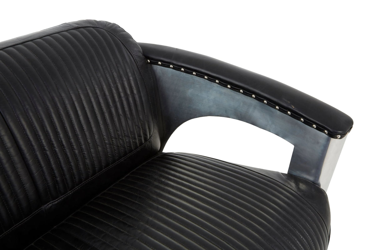 Verona 2 Seat Black Leather Sofa