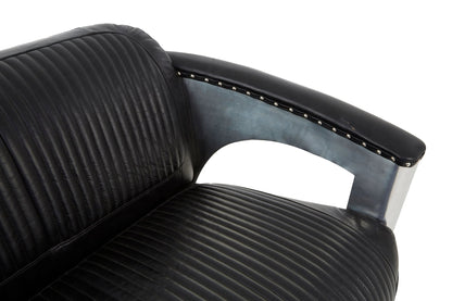 Verona 2 Seat Black Leather Sofa