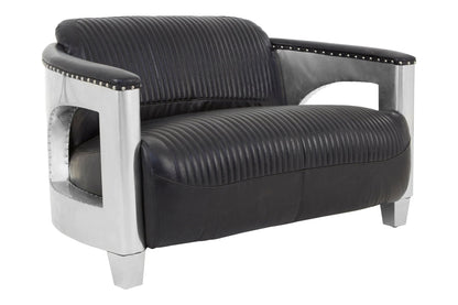 Verona 2 Seat Black Leather Sofa