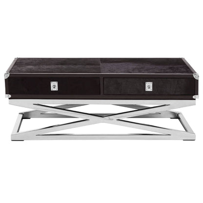 Vienna Black Hair On Leather Coffee Table with Metal Frame 