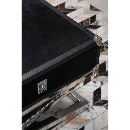 Vienna Black Hair On Leather Coffee Table with Metal Frame 