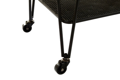 Bath Grey Glass and Black Metal Drinks Trolley