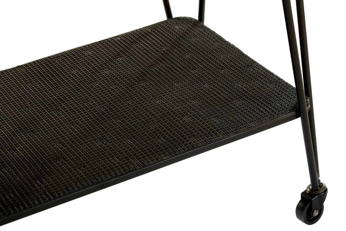 Bath Grey Glass and Black Metal Drinks Trolley