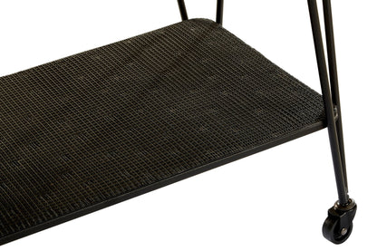 Bath Grey Glass and Black Metal Drinks Trolley