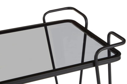 Bath Grey Glass and Black Metal Drinks Trolley