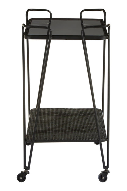 Bath Grey Glass and Black Metal Drinks Trolley