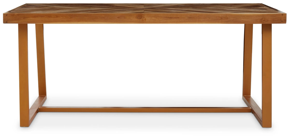 Seville Natural Teak Wood Rectangular Dining Table with Gold Frame