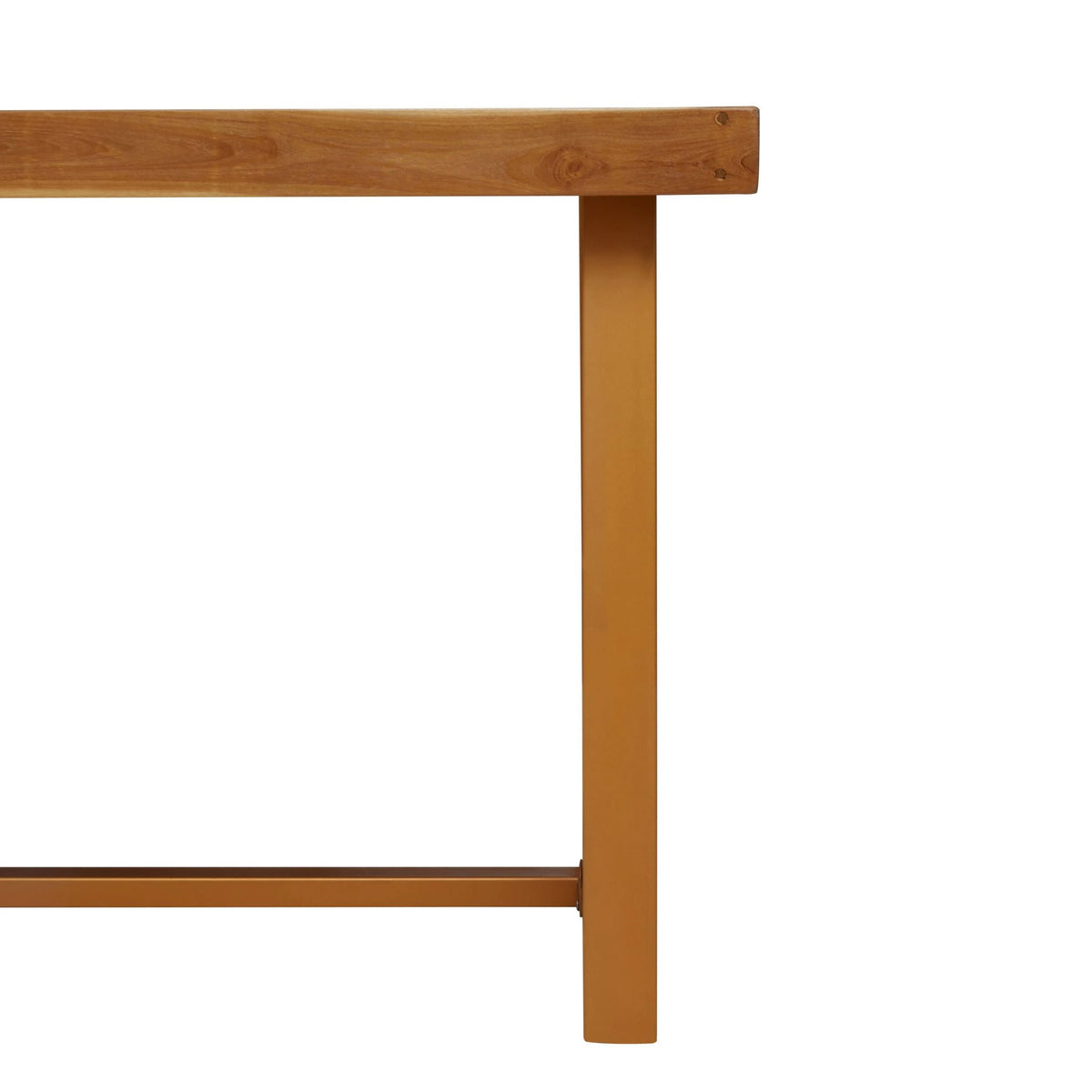 Seville Natural Teak Wood Rectangular Dining Table with Gold Frame