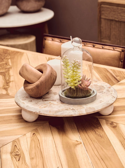 Seville Natural Teak Wood Rectangular Dining Table with Gold Frame