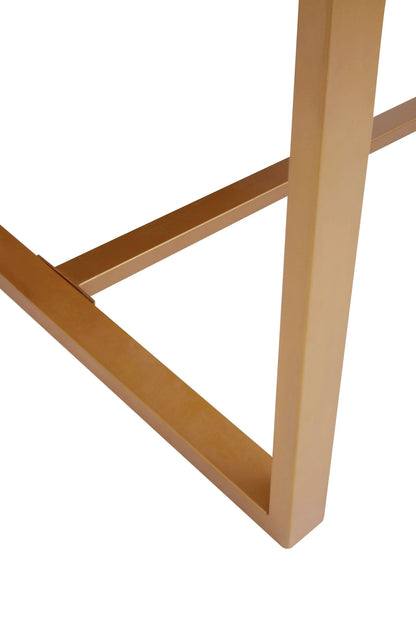 Seville Natural Teak Wood Rectangular Dining Table with Gold Frame