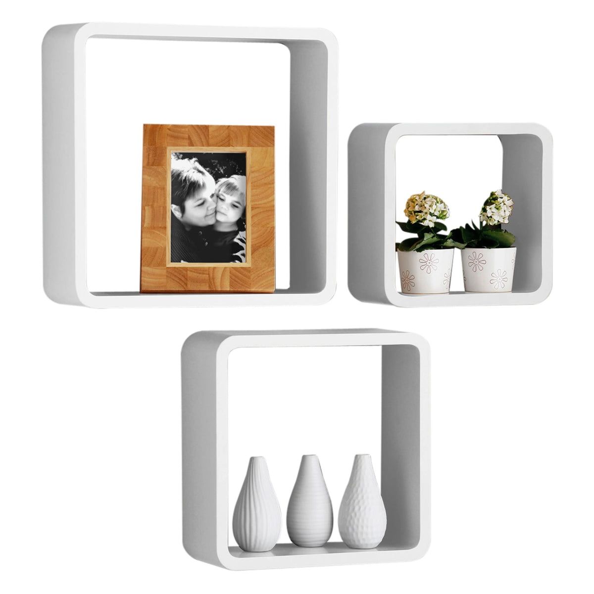 Burford Set of Three White Wall Cubes