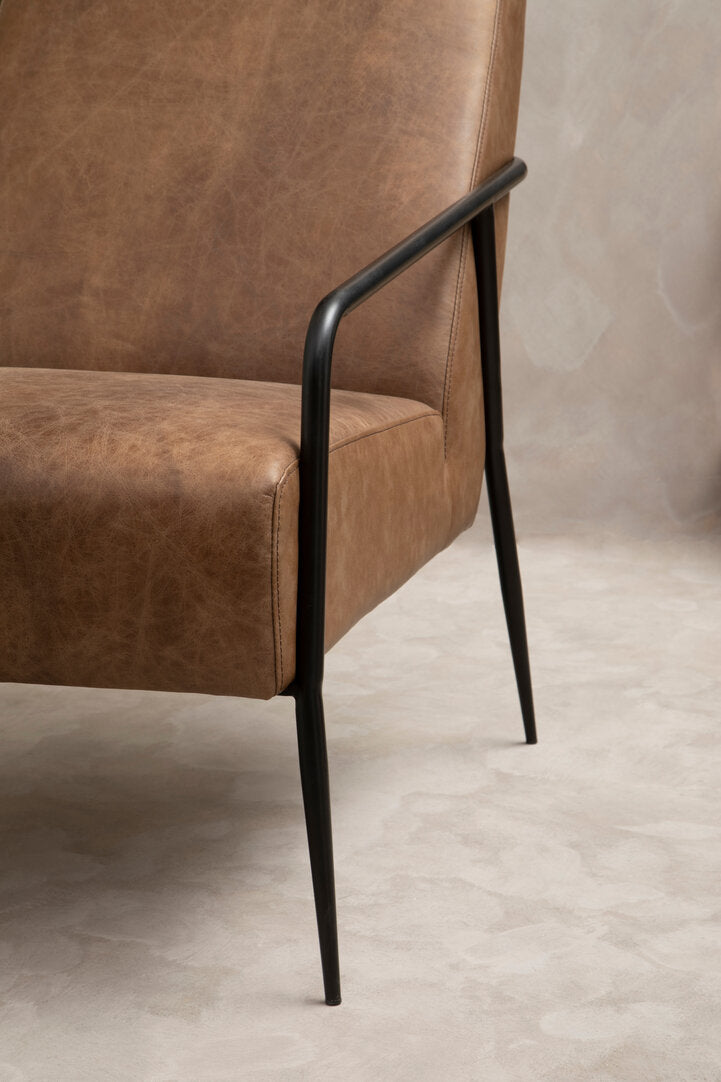 Harrogate Brown Leather Chair With Tapered Back