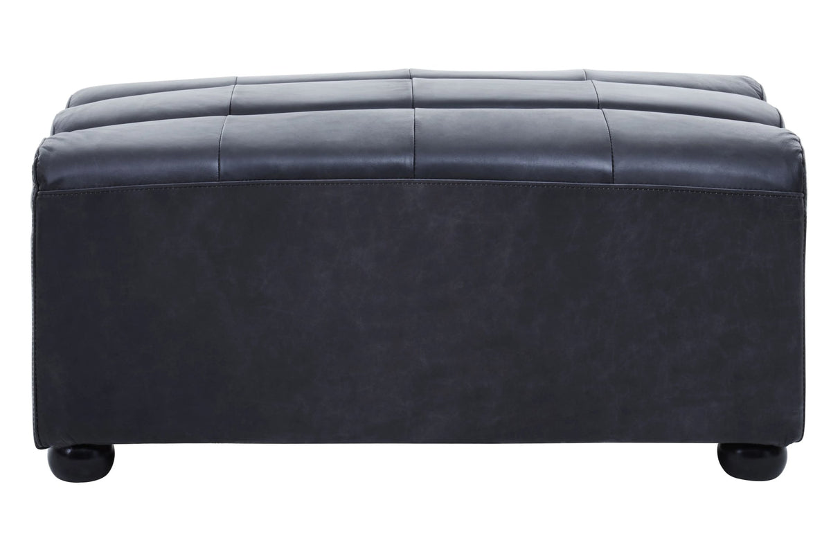 Bath Antique Black Leather Modular Ottoman