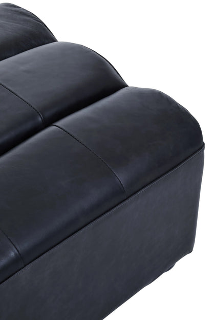 Bath Antique Black Leather Modular Ottoman