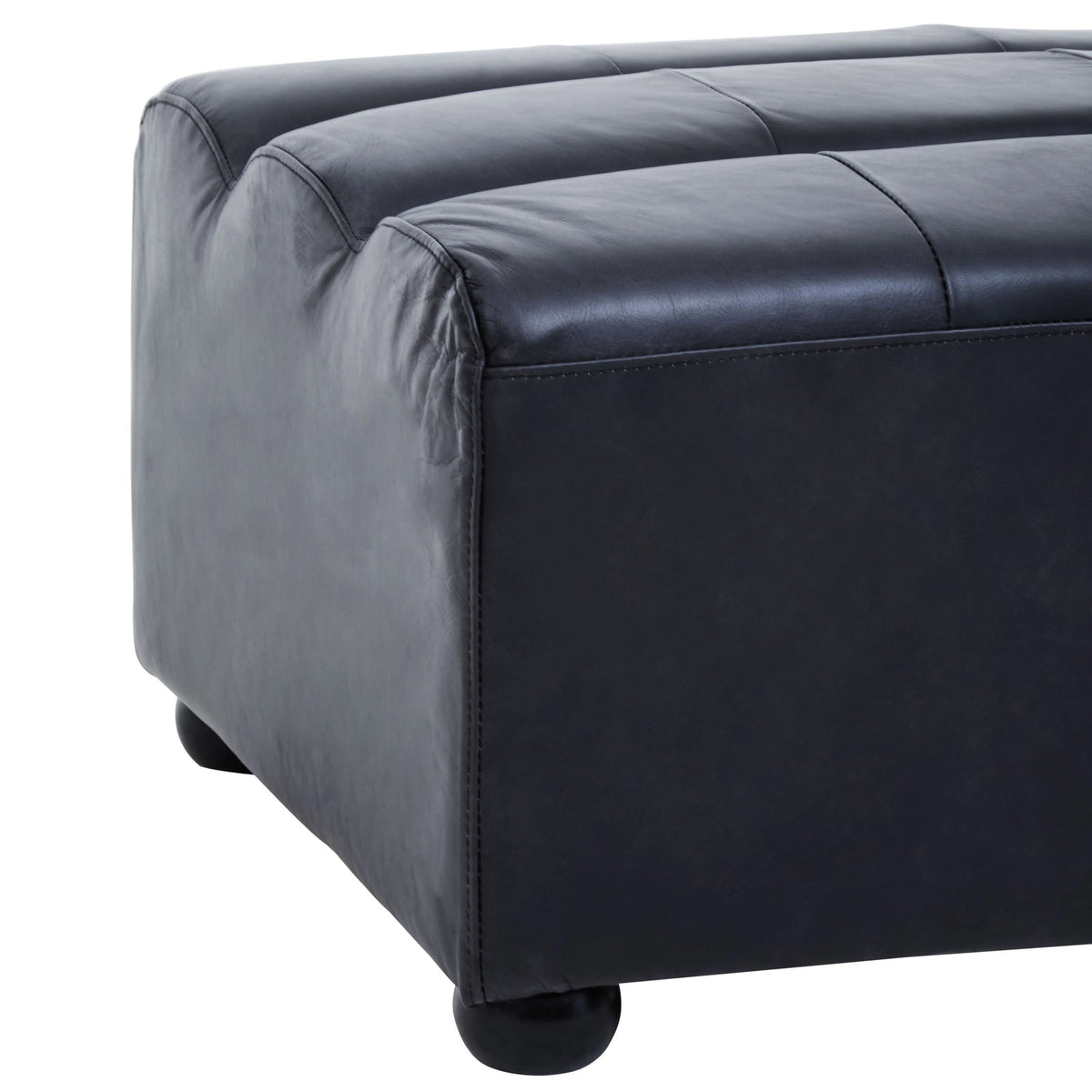 Bath Antique Black Leather Modular Ottoman