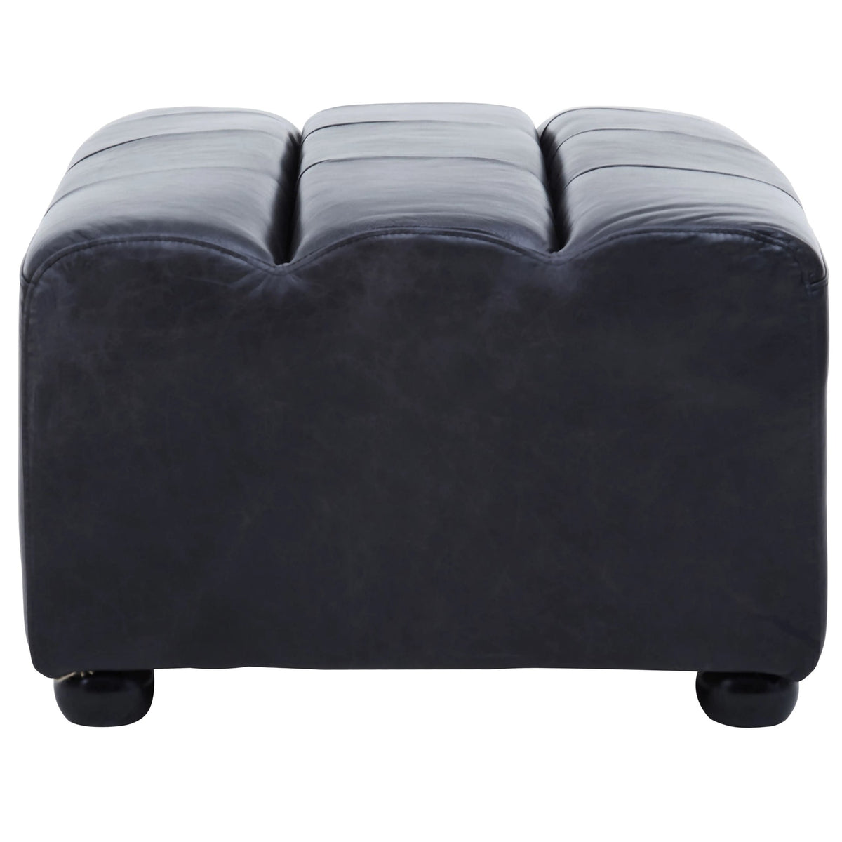 Bath Antique Black Leather Modular Ottoman