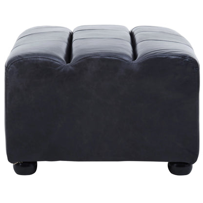 Bath Antique Black Leather Modular Ottoman