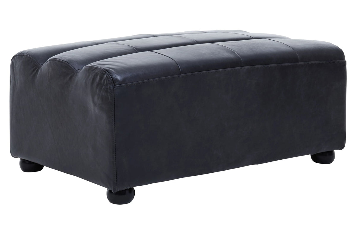 Bath Antique Black Leather Modular Ottoman