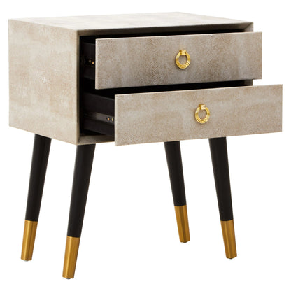 Portofino 2 Drawer Shagreen Effect Side Table