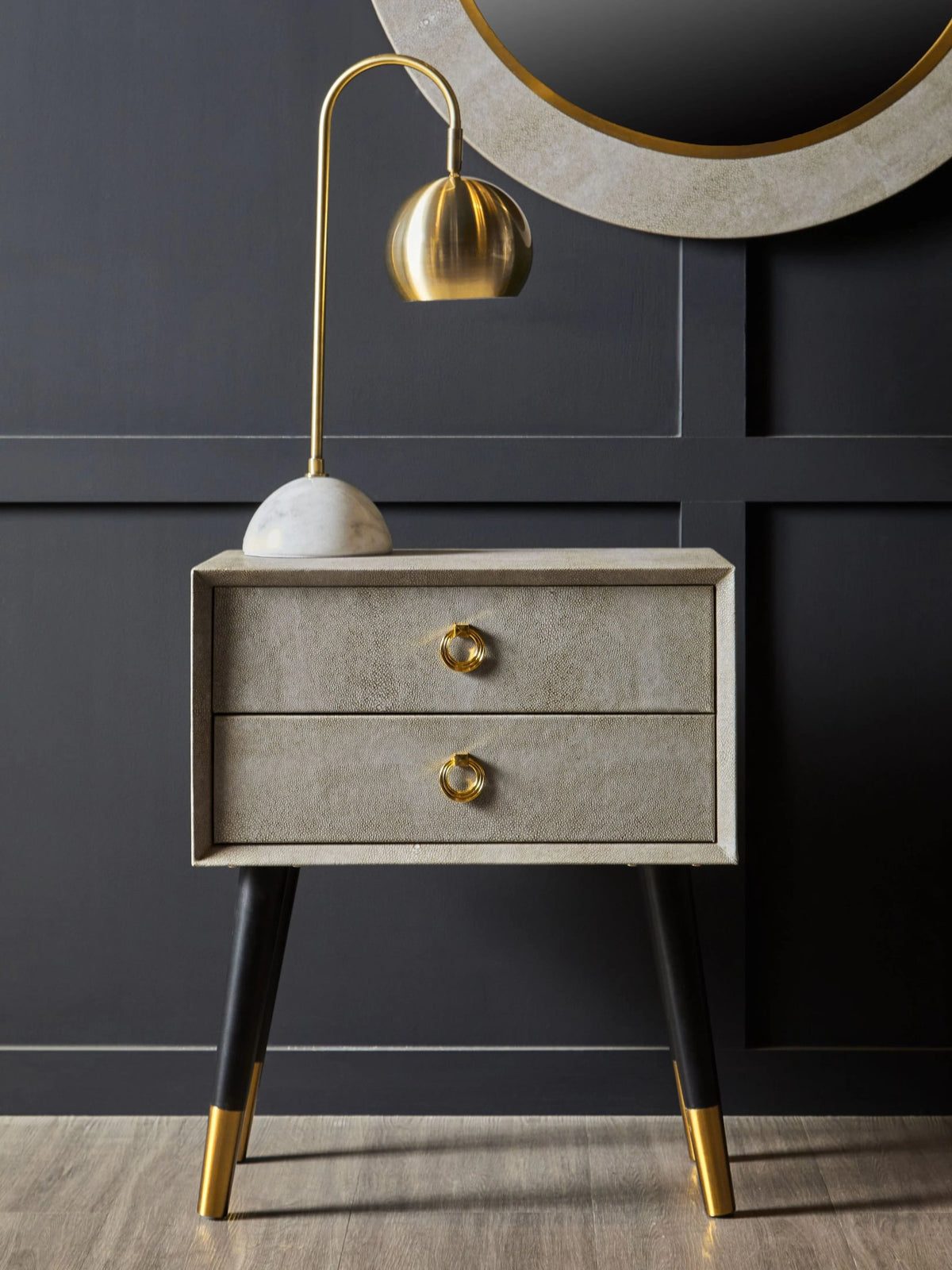 Portofino 2 Drawer Shagreen Effect Side Table