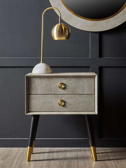 Portofino 2 Drawer Shagreen Effect Side Table