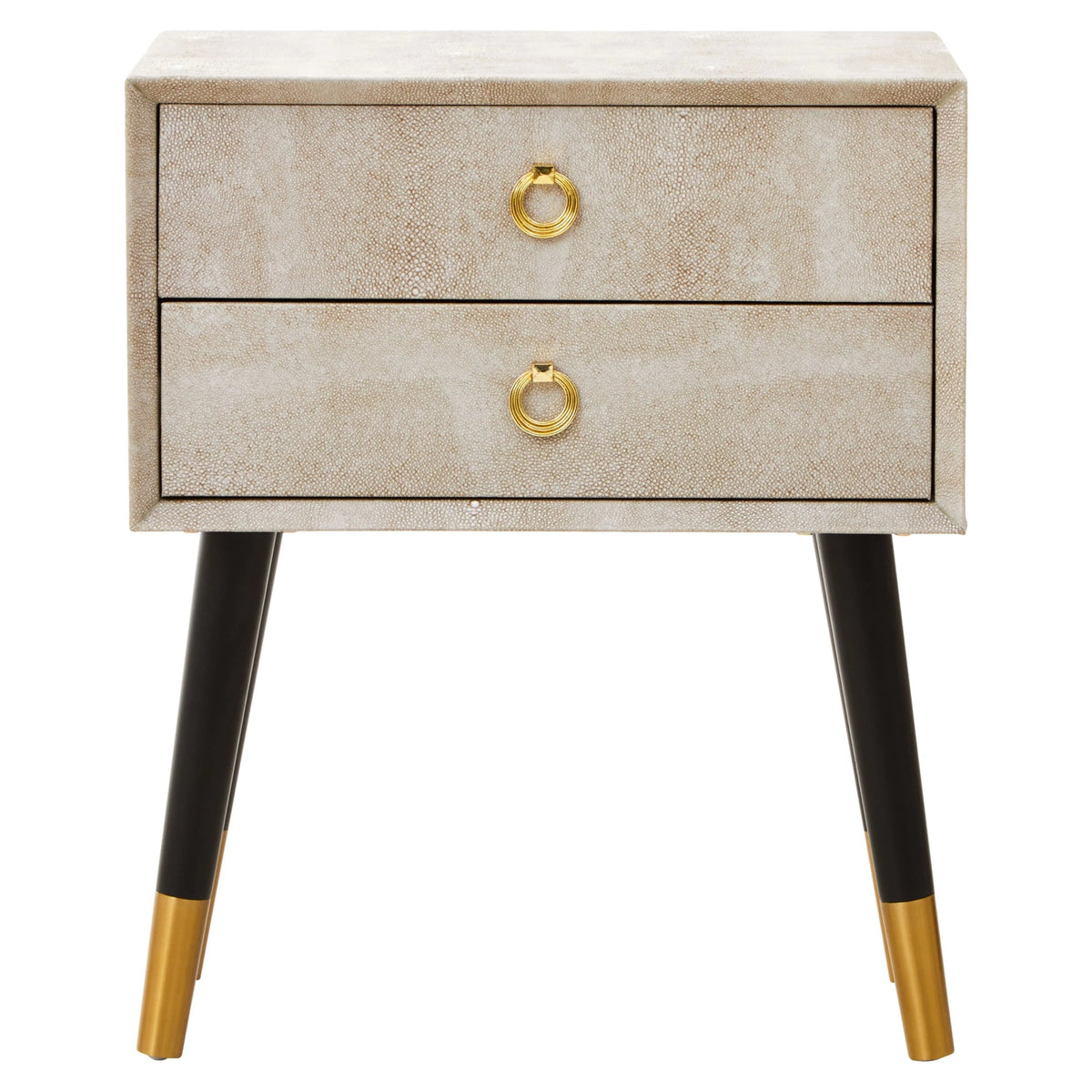 Portofino 2 Drawer Shagreen Effect Side Table