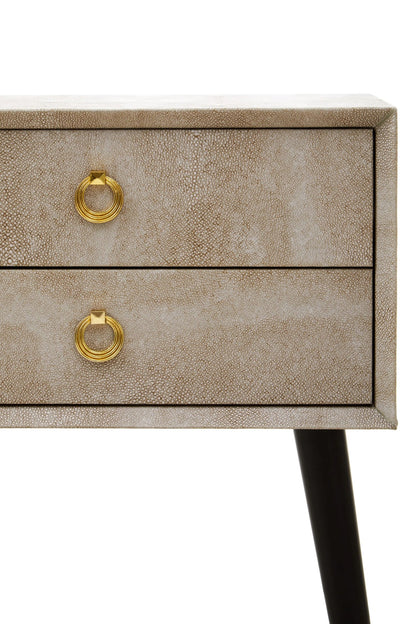Portofino 2 Drawer Shagreen Effect Side Table